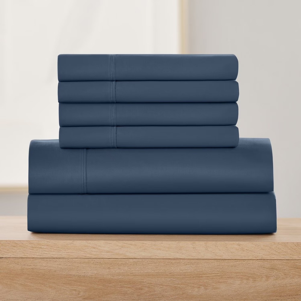 Member's Mark 500 Thread-Count Performance Sheet Set 6 Piece KING Washed Indigo